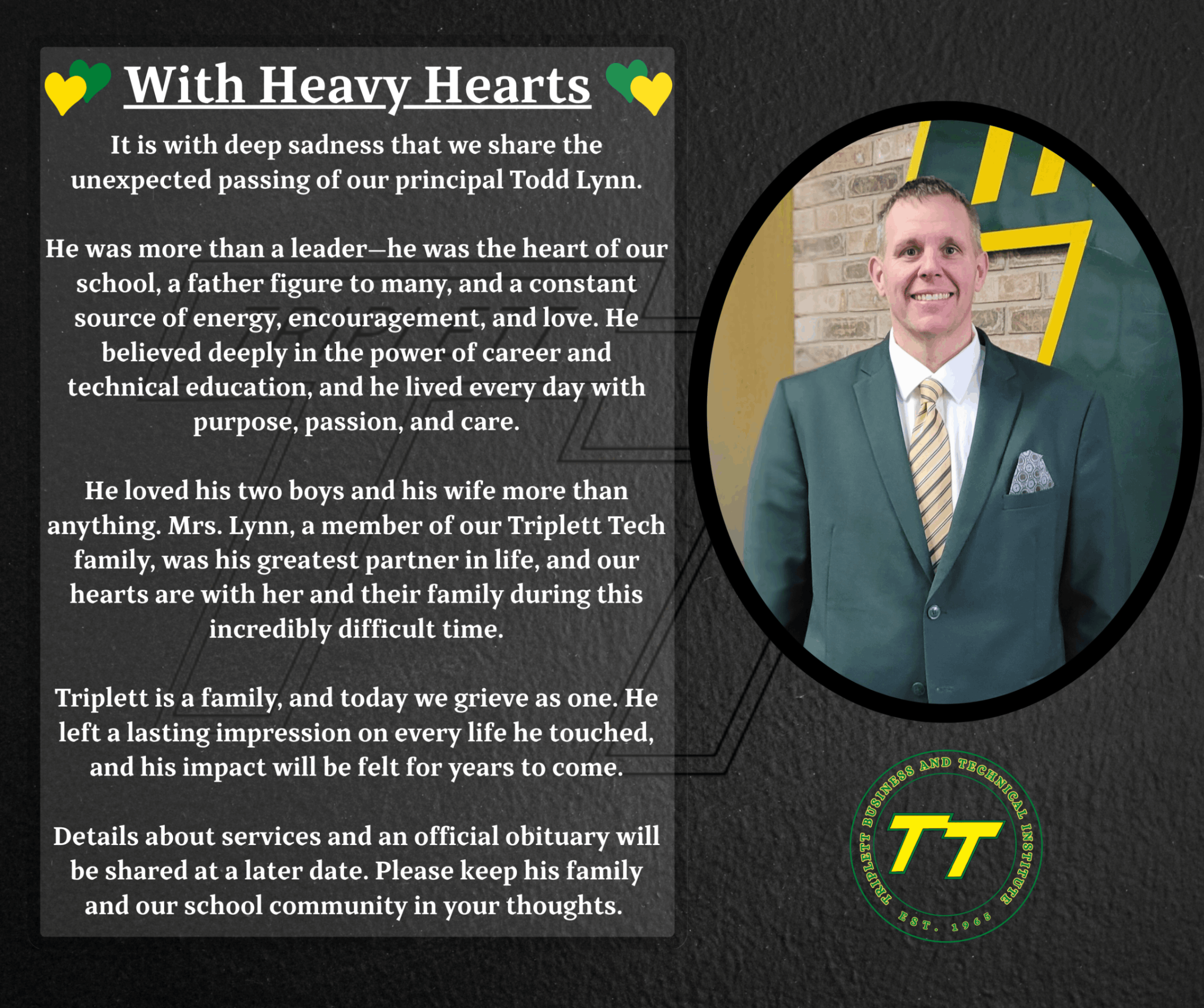 Unexpected passing of TT Principal Todd Lynn